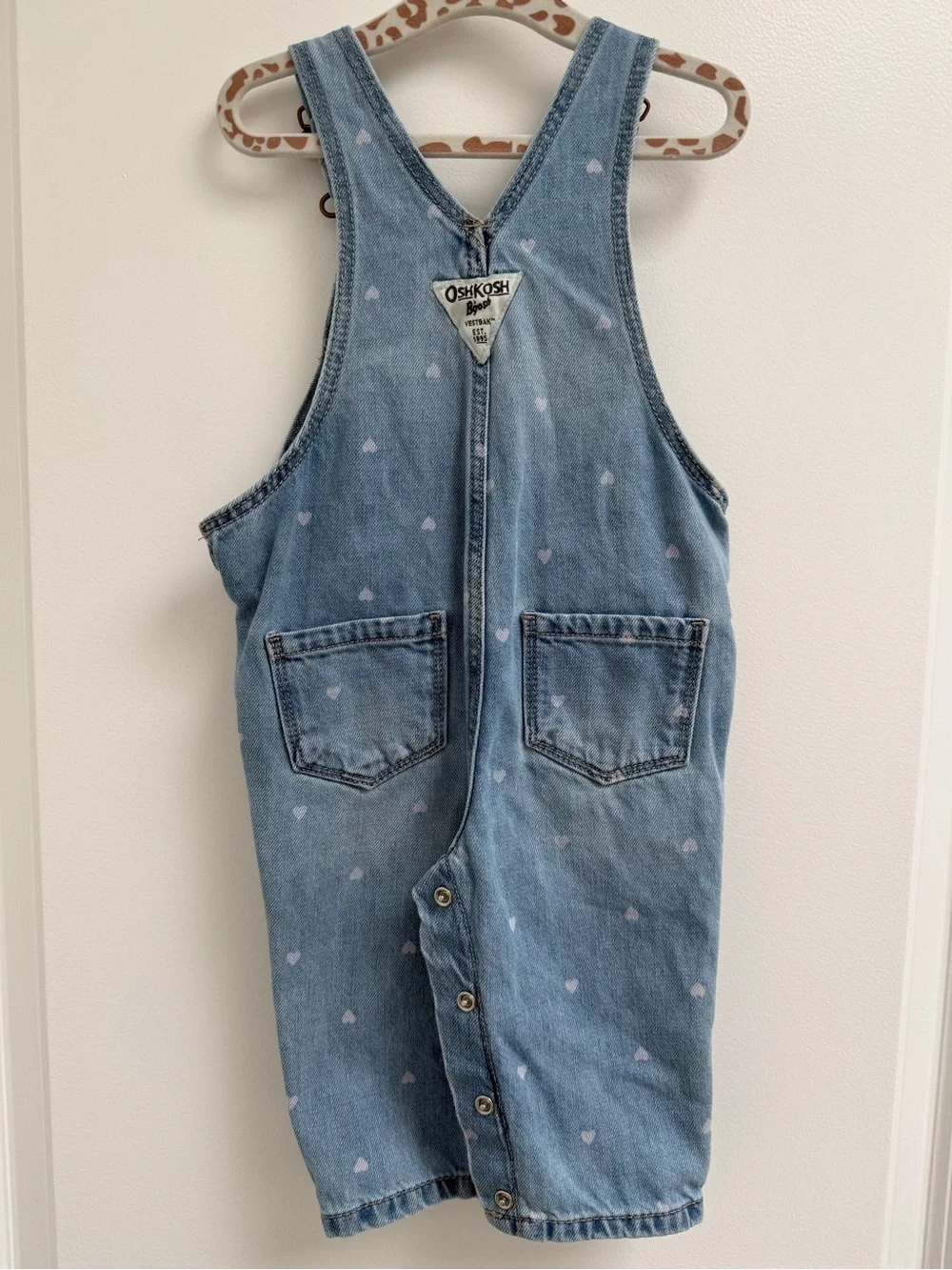 Osh Kosh Baby Heart-Print Knit Denim Overalls - Blue